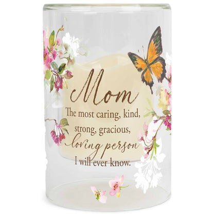 Candleholder Mom Caring Kind Strong 6in