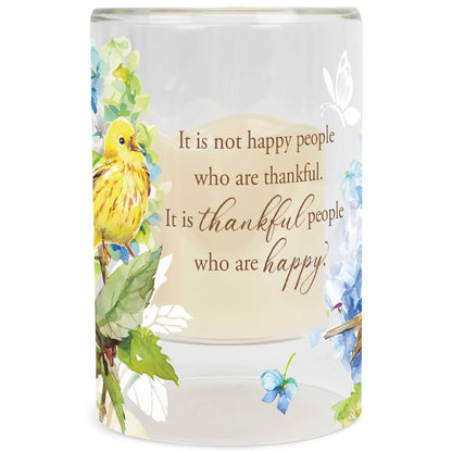 Candleholder Thankful People Happy 6in