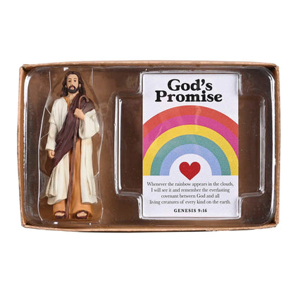 Jesus Figurine&Card Rainbow Gods Promise