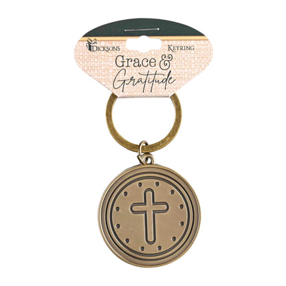 Keyring Cross Grace Gratitude Gold