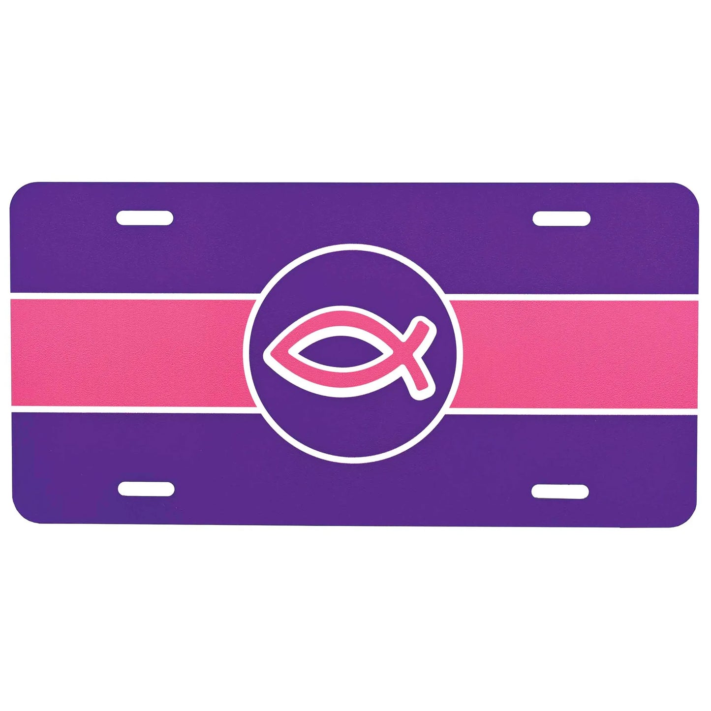 License Plate Purple Fish Metal