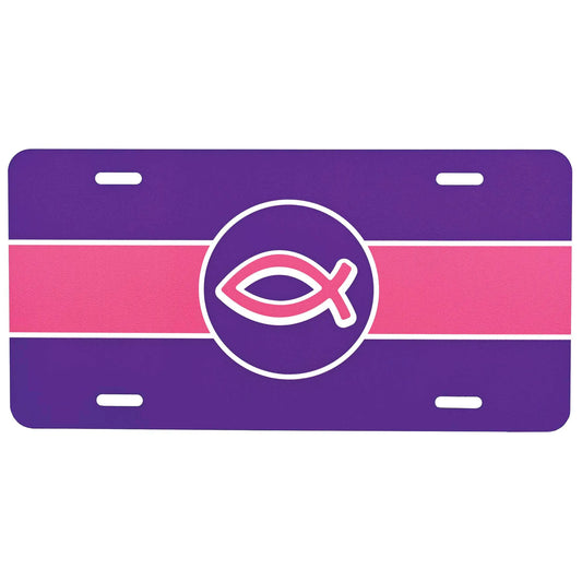 License Plate Purple Fish Metal