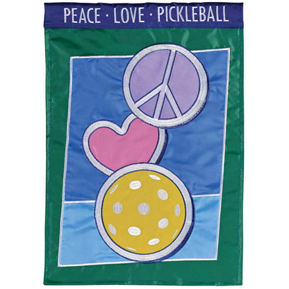 Flag Peace Love Pickleball 13x18