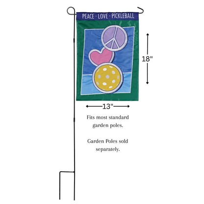 Flag Peace Love Pickleball 13x18