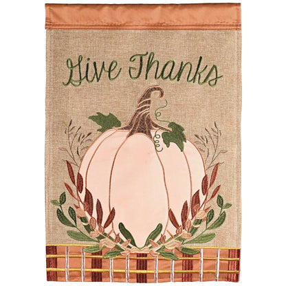 Flag Pumpkin Give Thanks 13x18