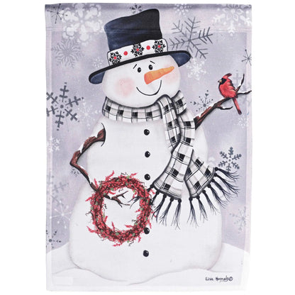 Flag Snowman With Berry Wreath 30x44