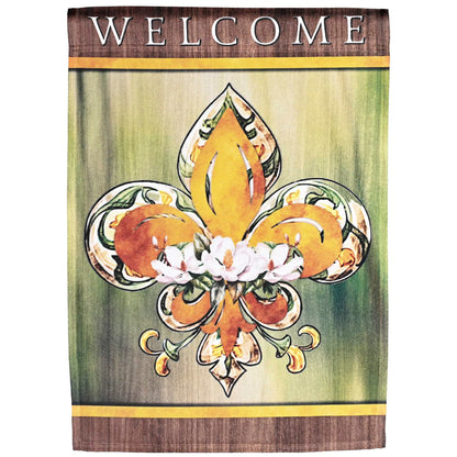 Flag Welcome Fleur De Lis 13x18