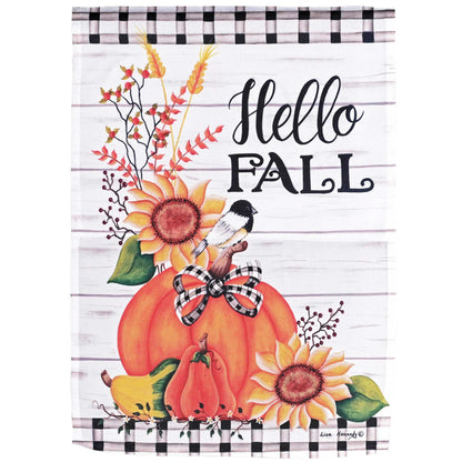 Flag Hello Fall Pumpkin 13x18