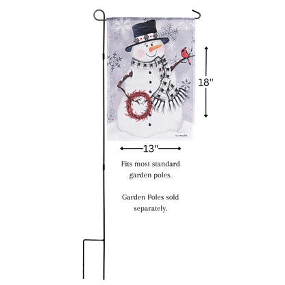 Flag Snowman With Berry Wreath 13x18