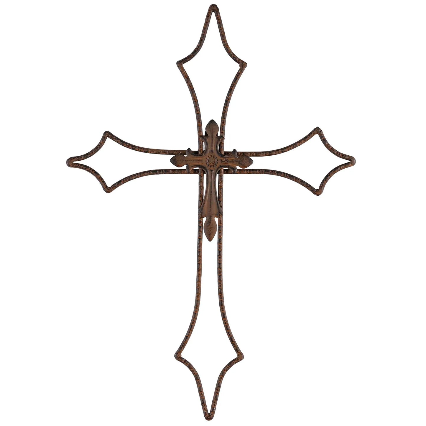 Wall Cross On Cross Brown Metal 19.75H