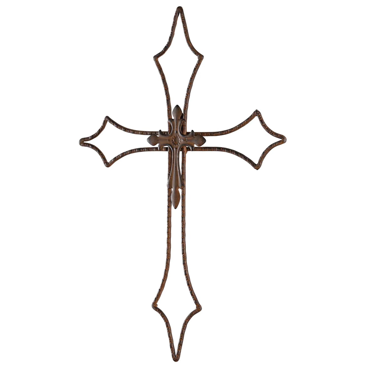 Wall Cross On Cross Brown Metal 19.75H