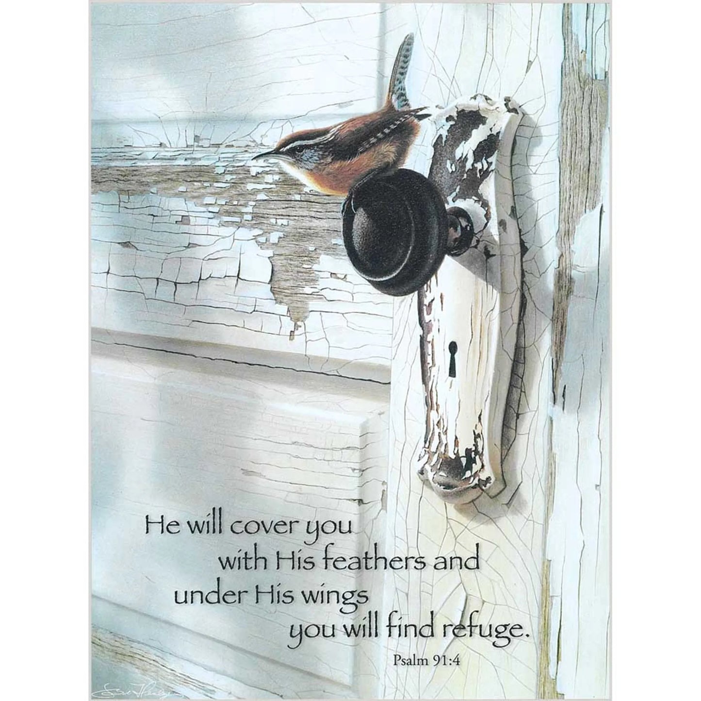 PLQ WALL HE WILL COVER YOU PS.91:4 MDF