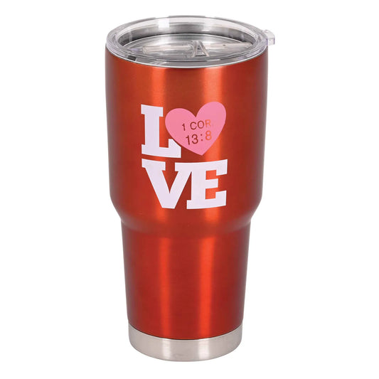 Tumbler Love 1 Cor. 13:8 30 oz Red