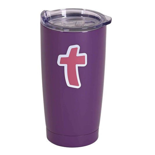 Tumbler Pink Cross 20 oz Purple