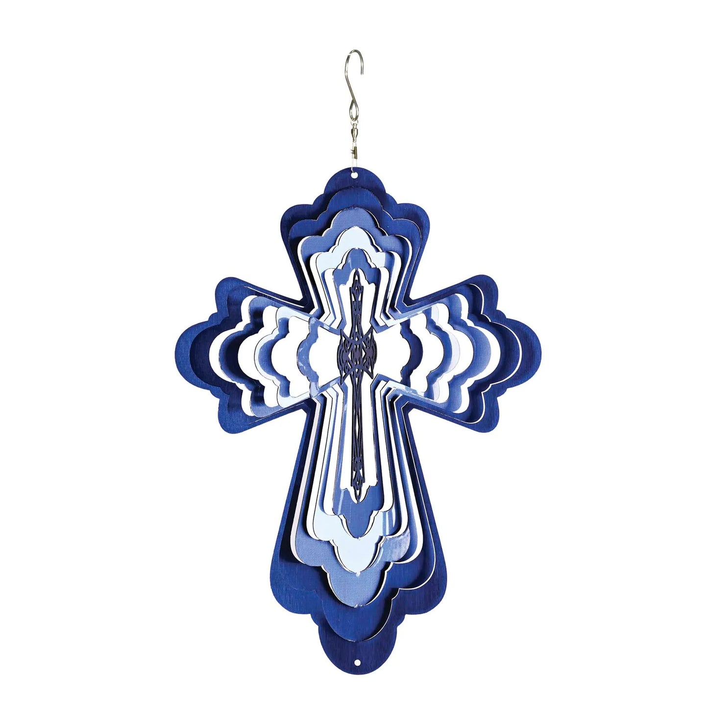 Wind Spinner Cross Blue Steel 12H