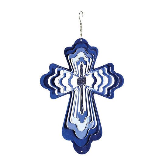 Wind Spinner Cross Blue Steel 12H