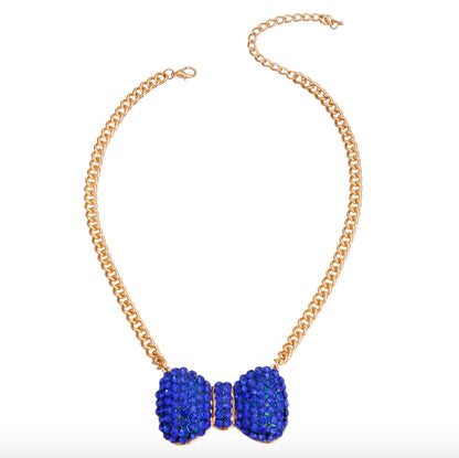 Royal Blue Bow Necklace- Big Dog Necklace