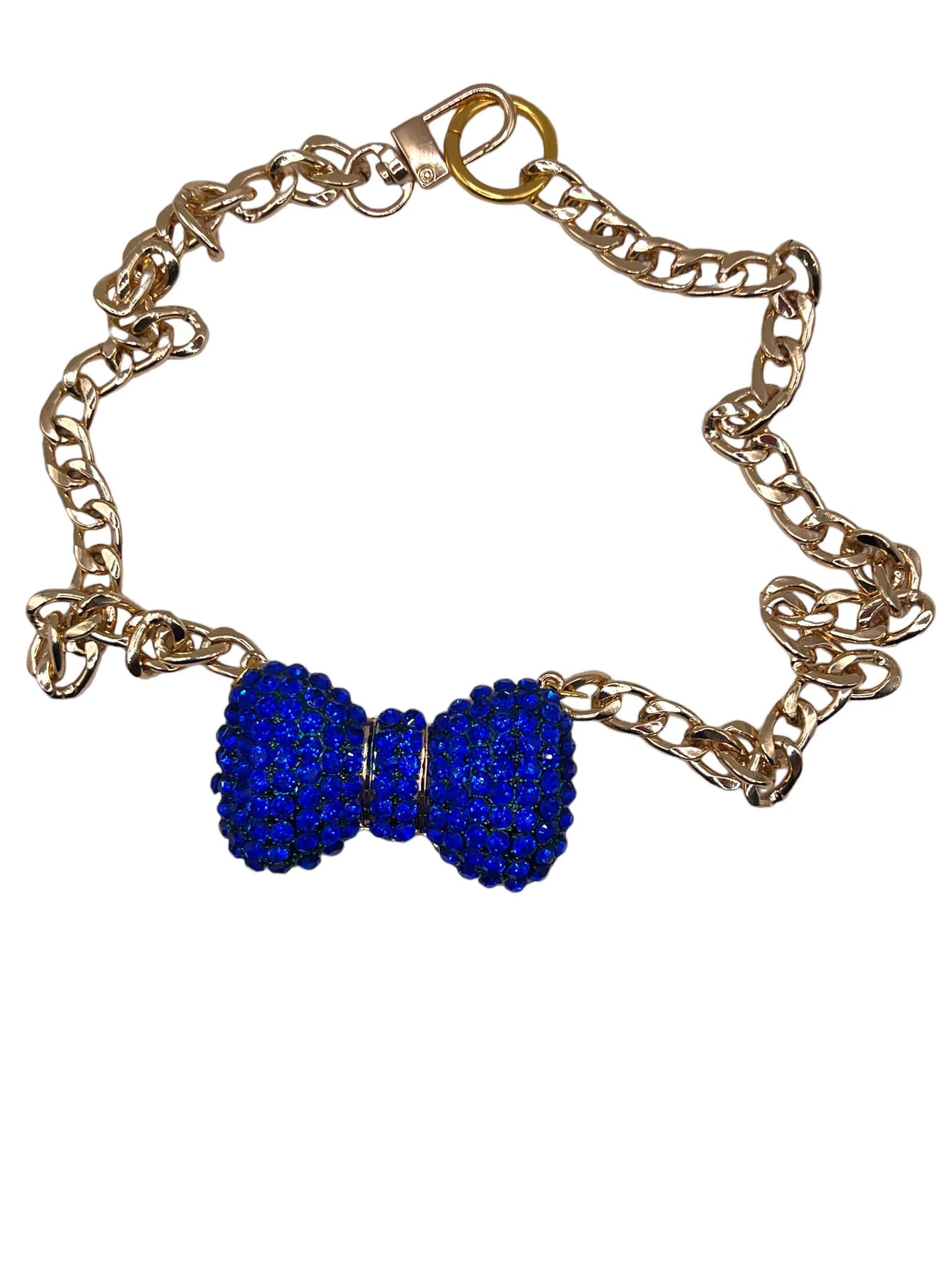 Royal Blue Bow Necklace- Big Dog Necklace