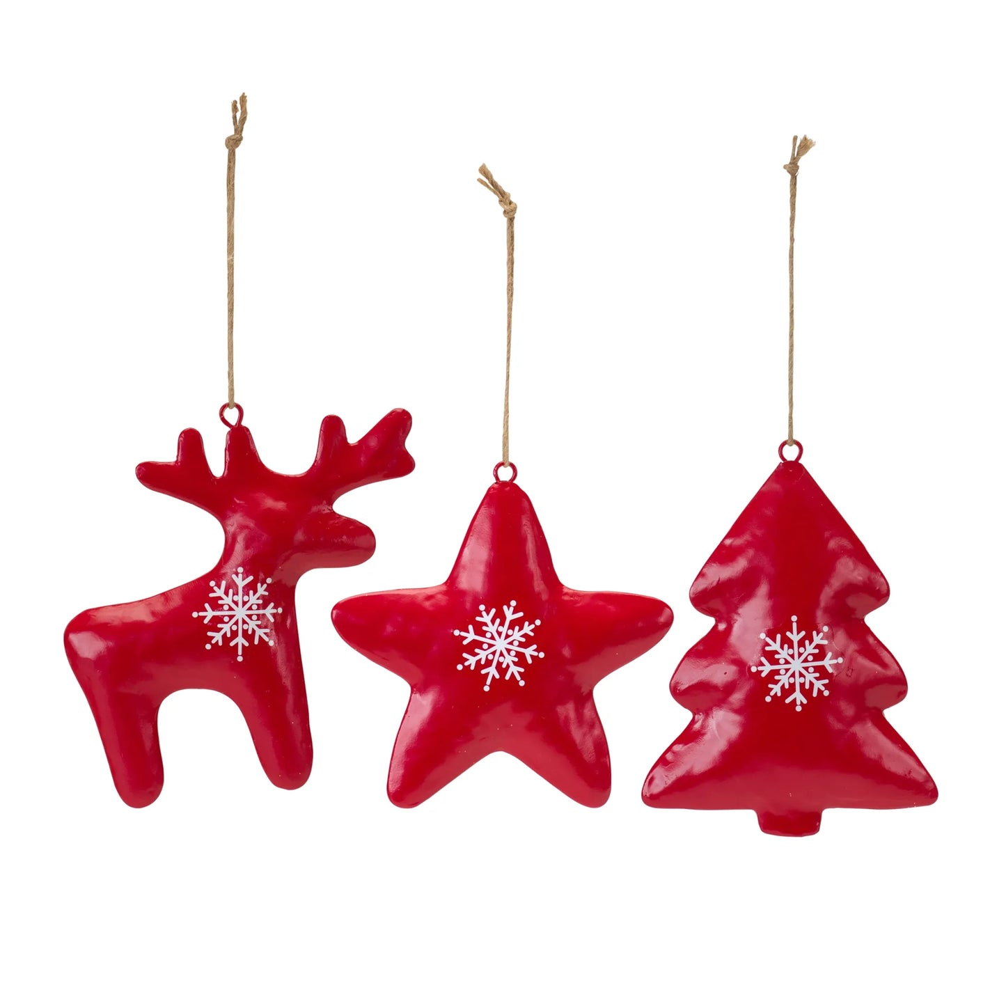 Tree/Star/Deer Ornament (Set of 12) 5.25"H, 6"H, 6"H Iron