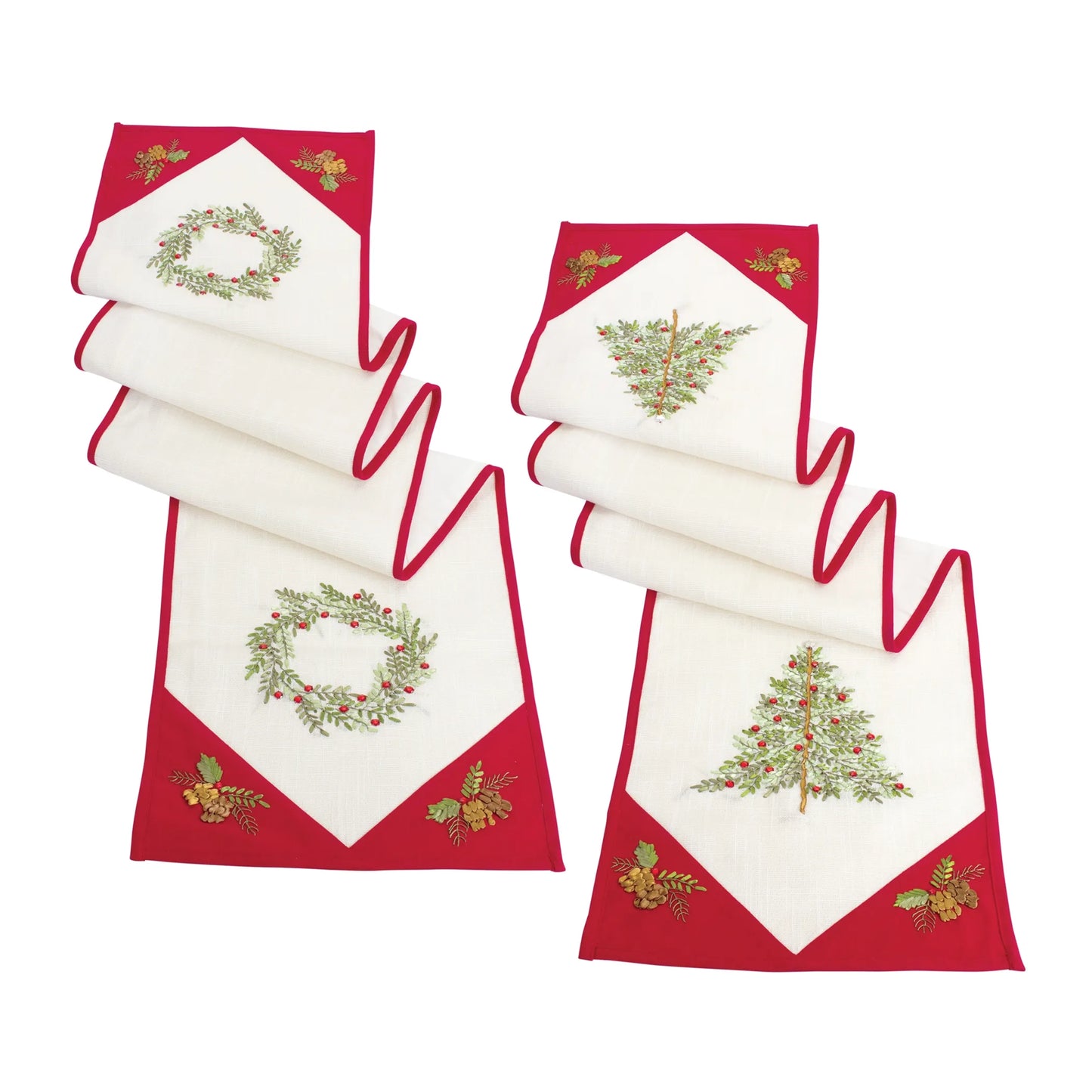 Tree and Wreath Table Runner (Set of 2) 72"L x 13.5"W Polyester