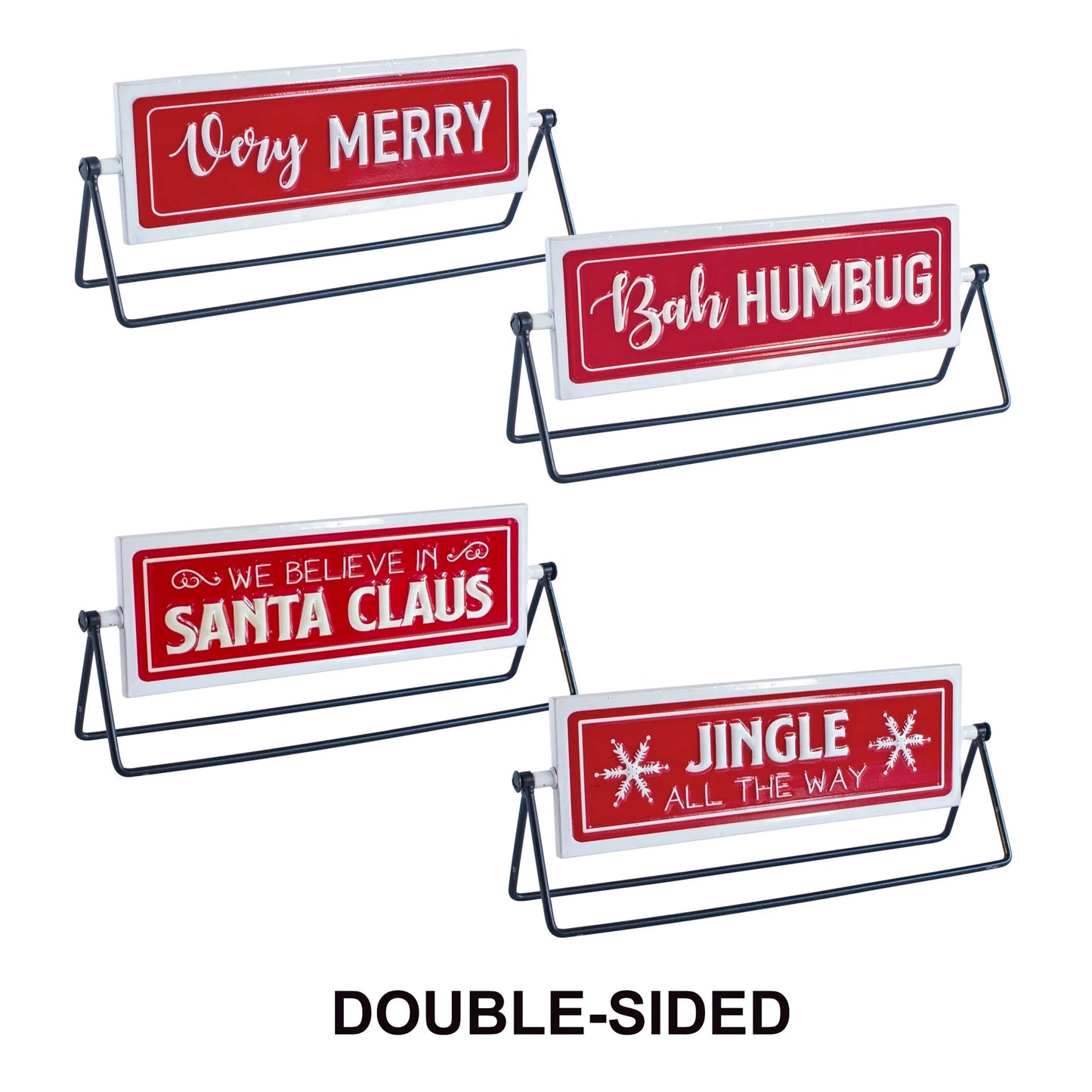 Reversable Christmas Sign (Set of 2) 12.75"L x 4.75"H Iron