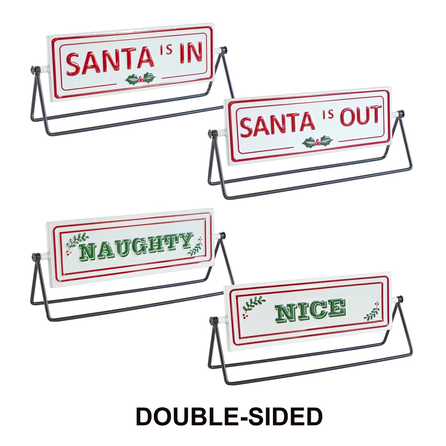 Reversable Christmas Sign (Set of 2) 12.75"L x 4.75"H Iron