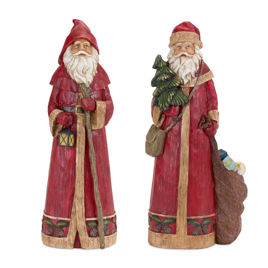 Santa (Set of 2) 13"H Resin