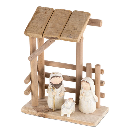 Wooden Creche Nativity Scene