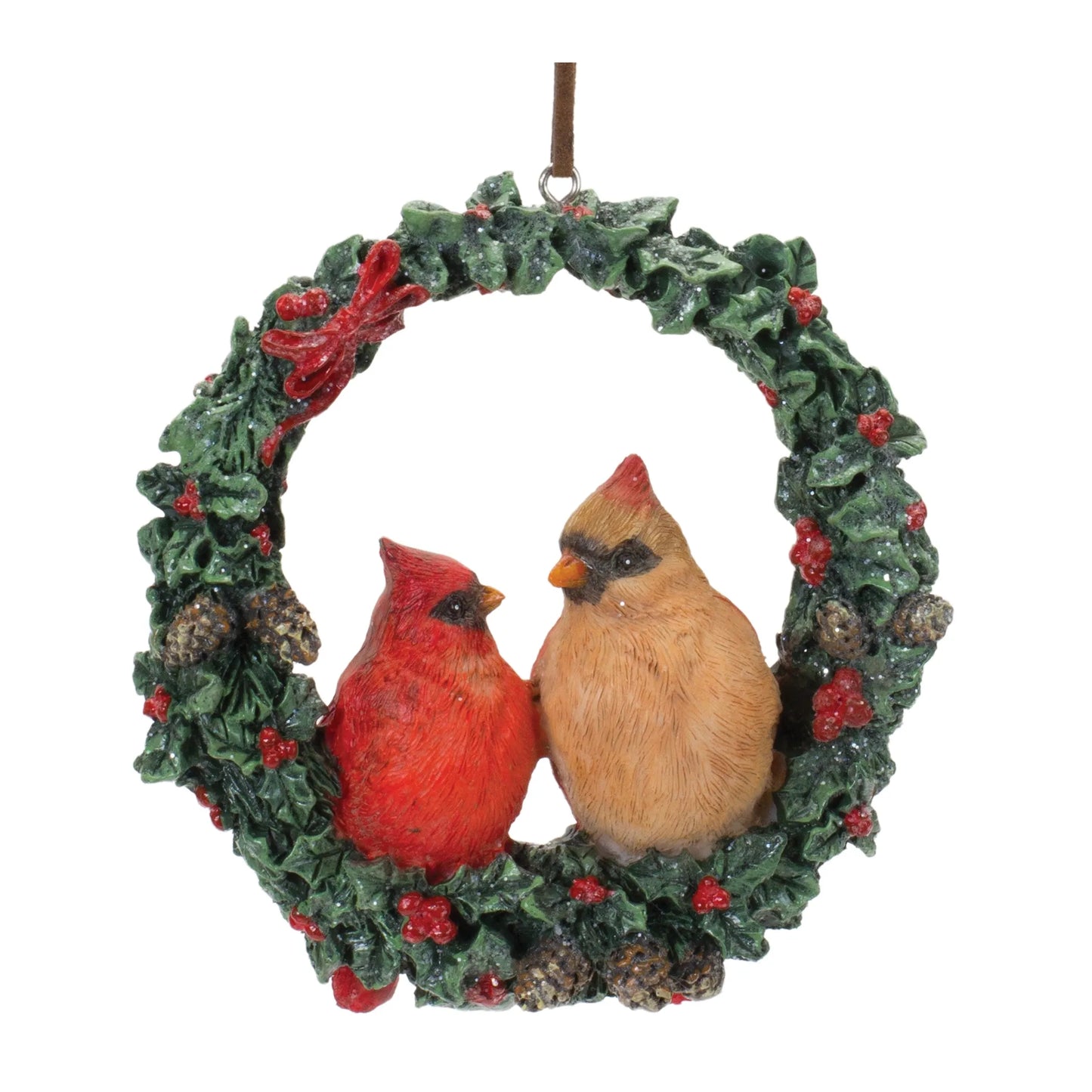 Cardinal Bird Couple Wreath Ornament