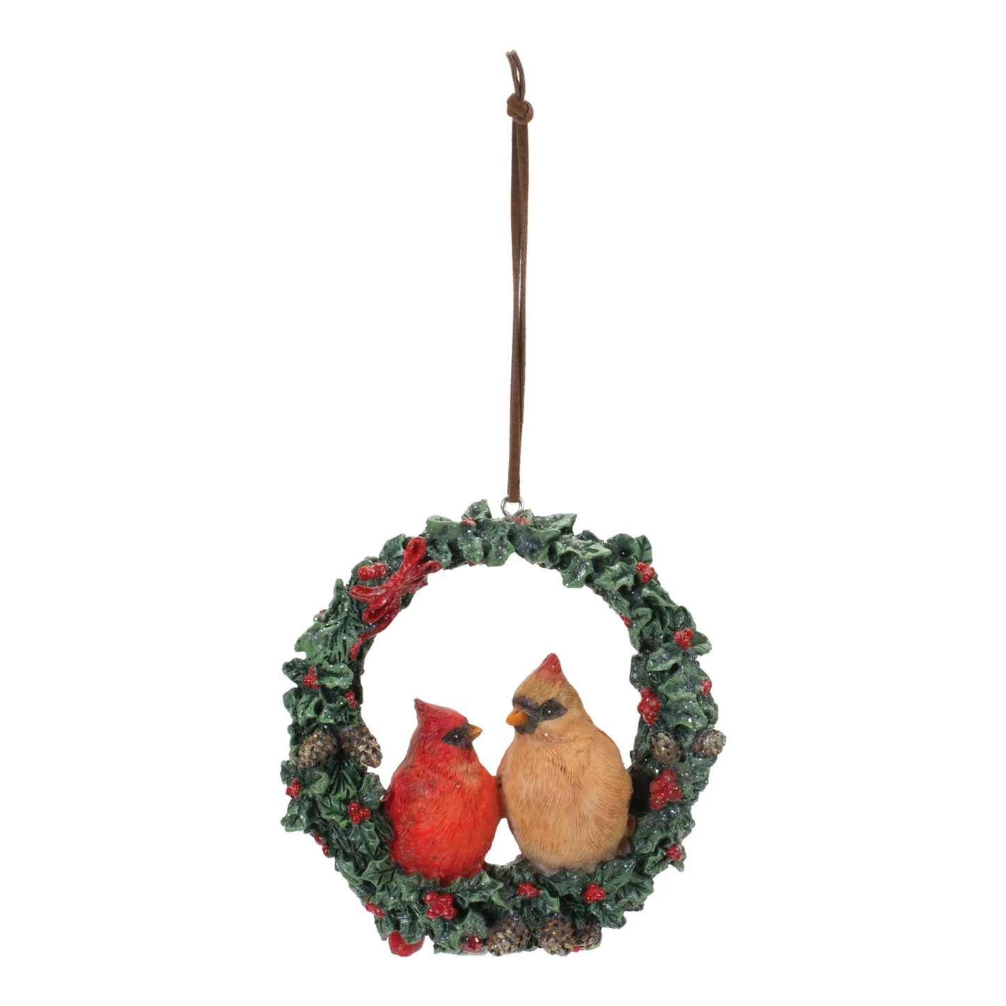 Cardinal Bird Couple Wreath Ornament