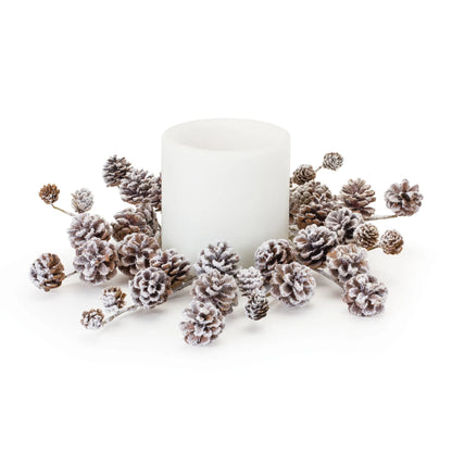 Flocked Pine Cone Candle Ring