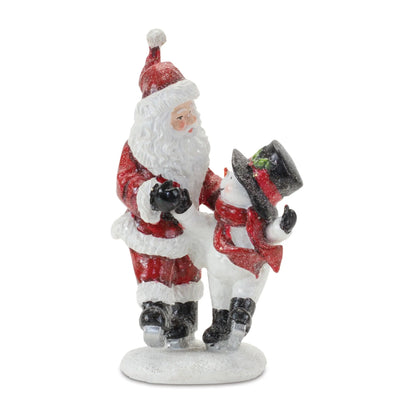 Skating Santa and Snowman Figurine