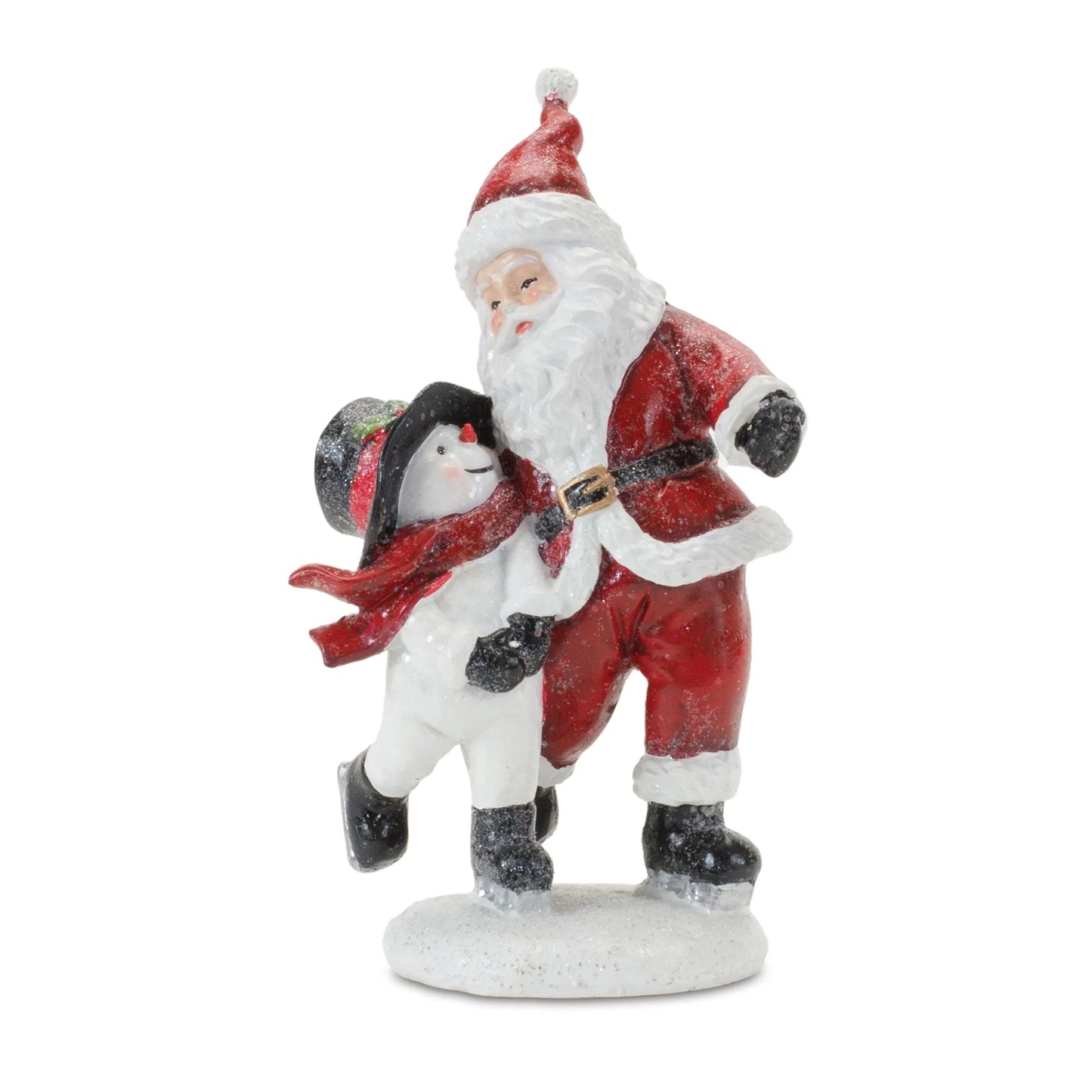 Skating Santa and Snowman Figurine