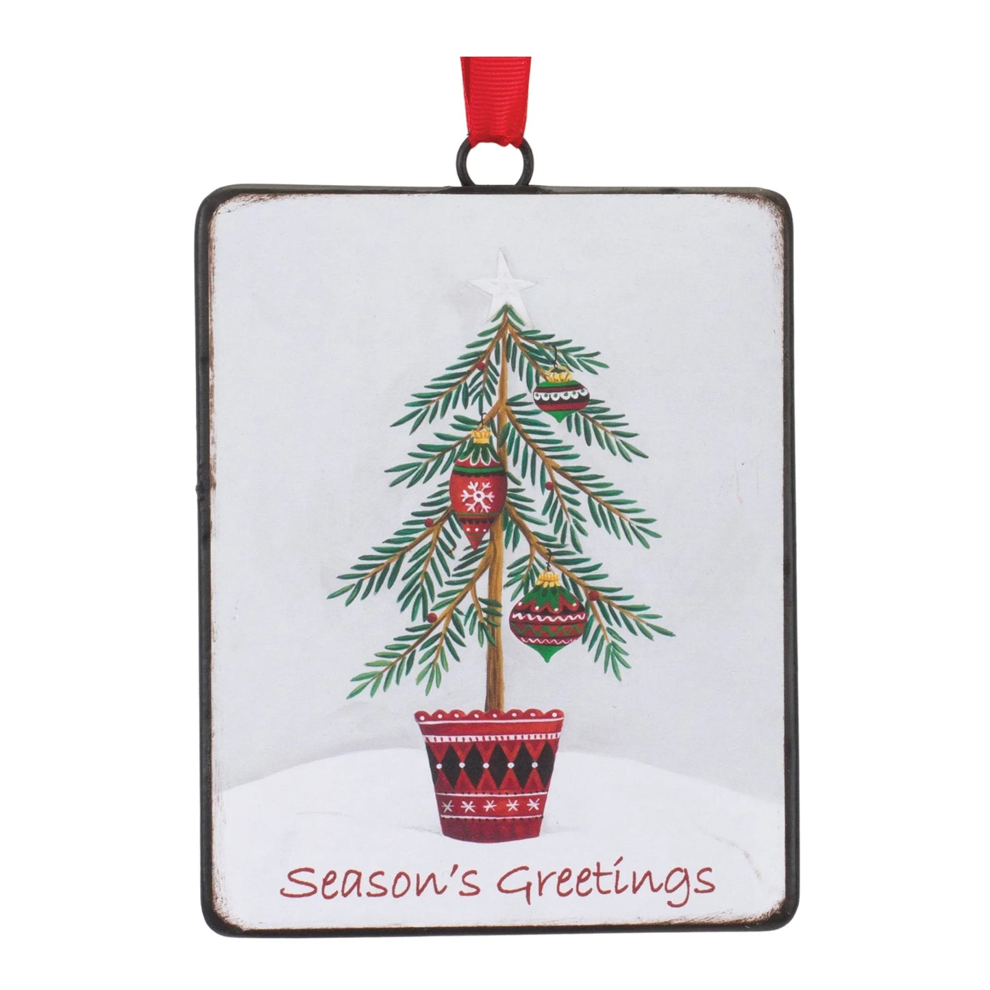 Seasons Greetings Pine Tree Ornament