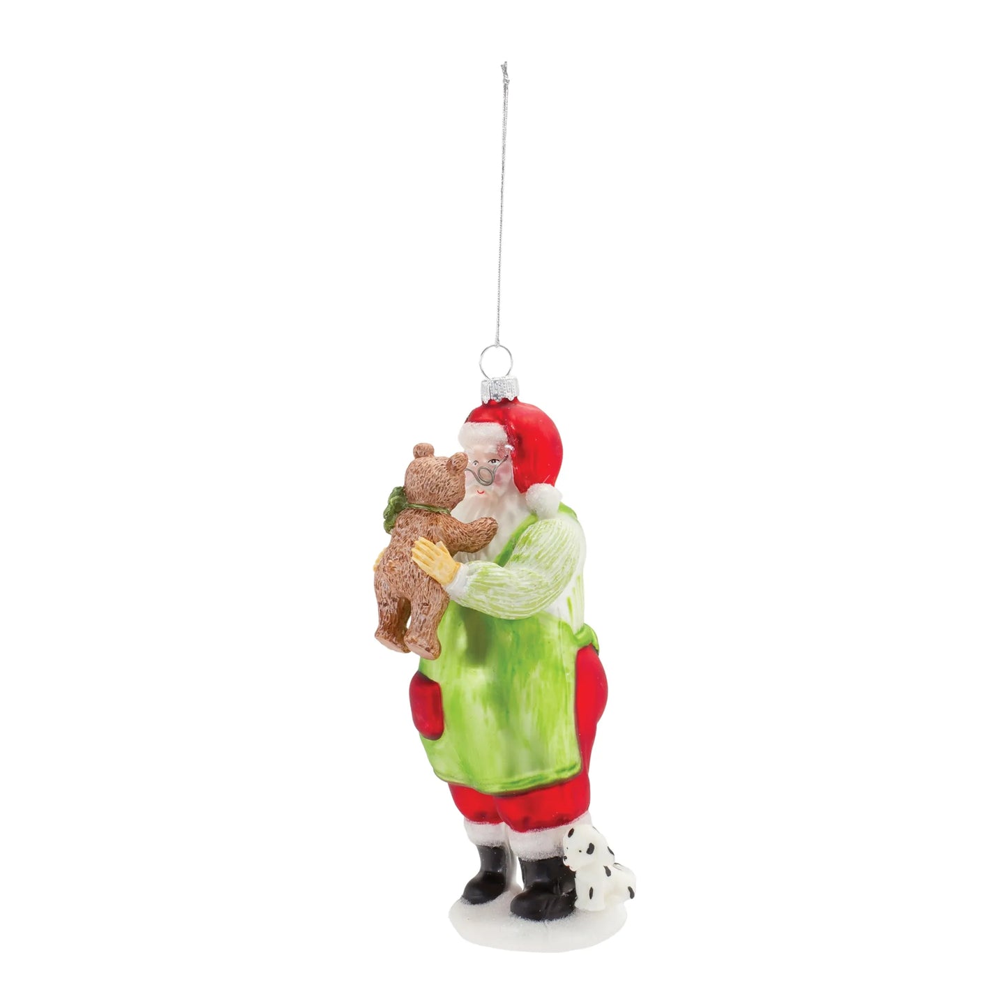 Glass Santa with Teddy Bear Ornament