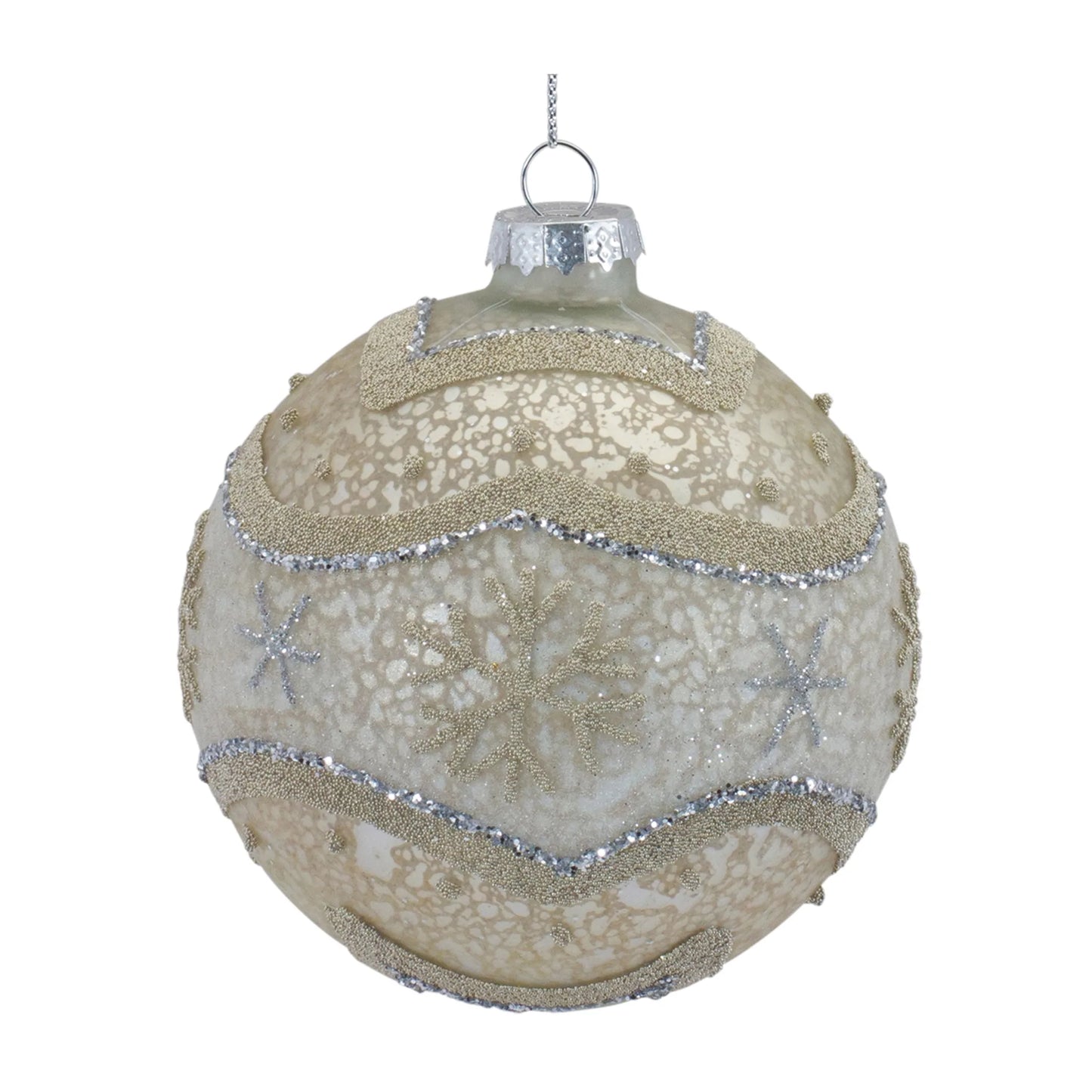 Snowflake Mercury Glass Ball Ornament