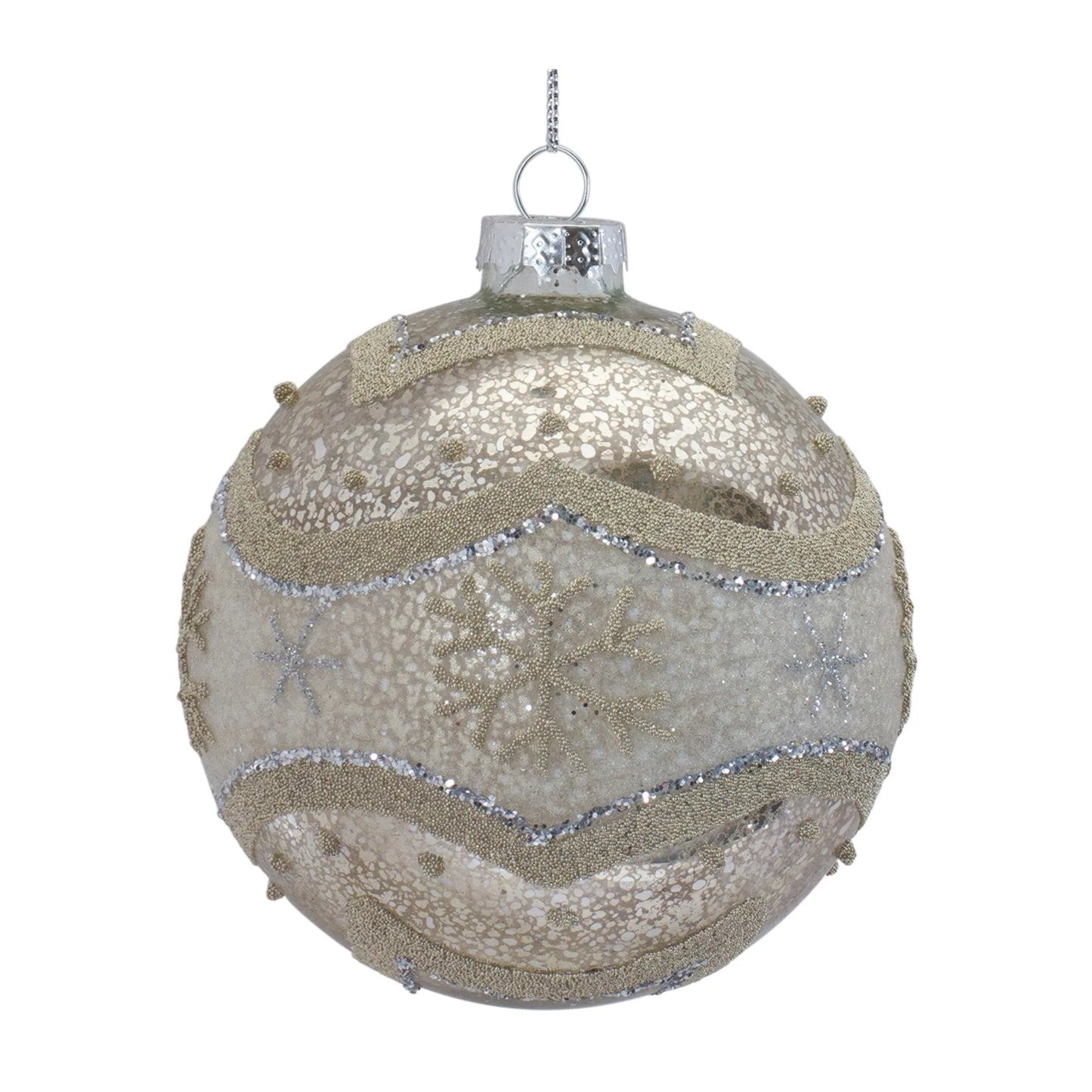 Snowflake Mercury Glass Ball Ornament