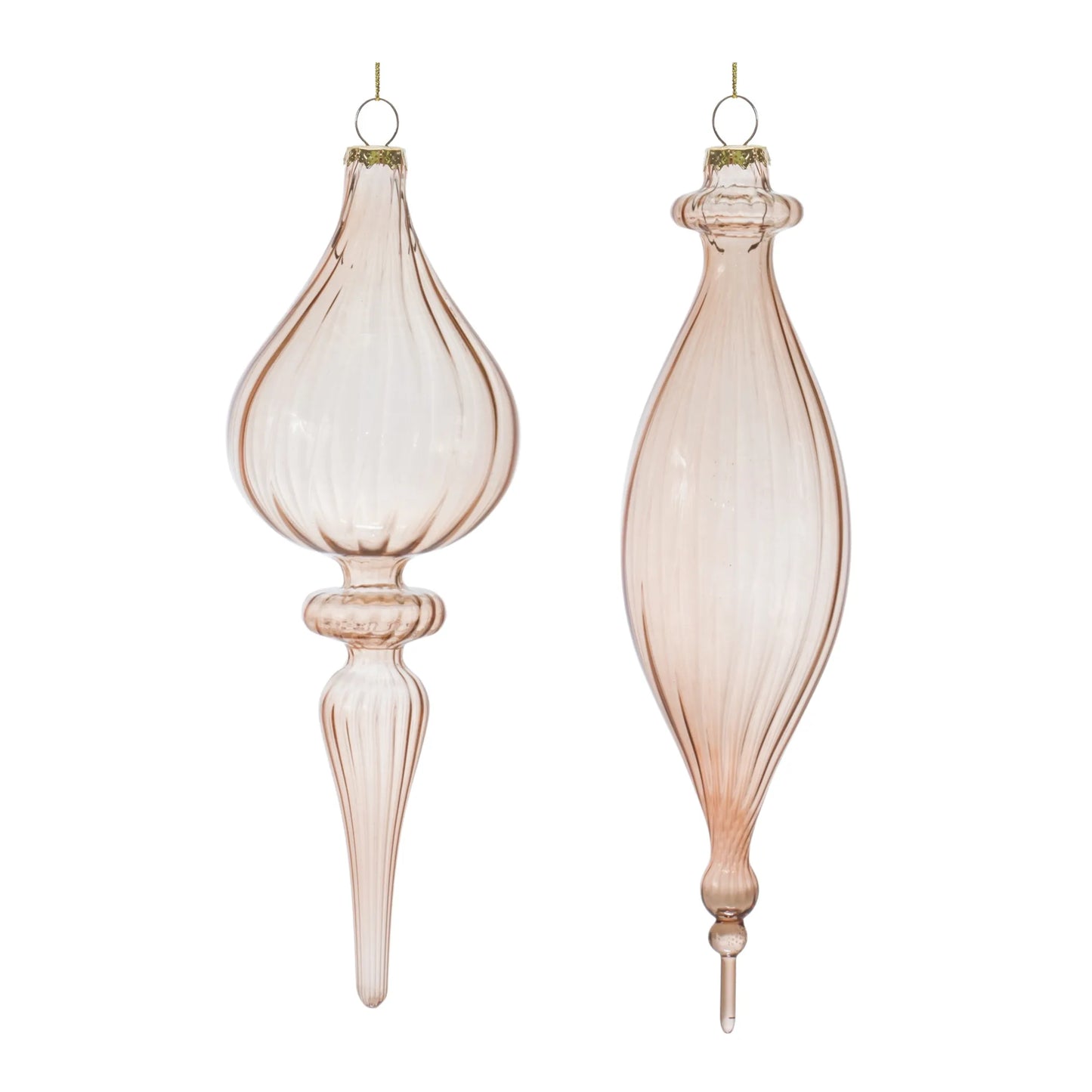 Ribbed Glass Finial Ornament  - Pack Of: Set of 6 | Materials: Glass