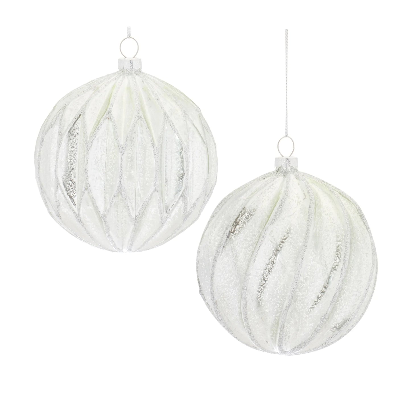 Ribbed Mercury Glass Ball Ornament