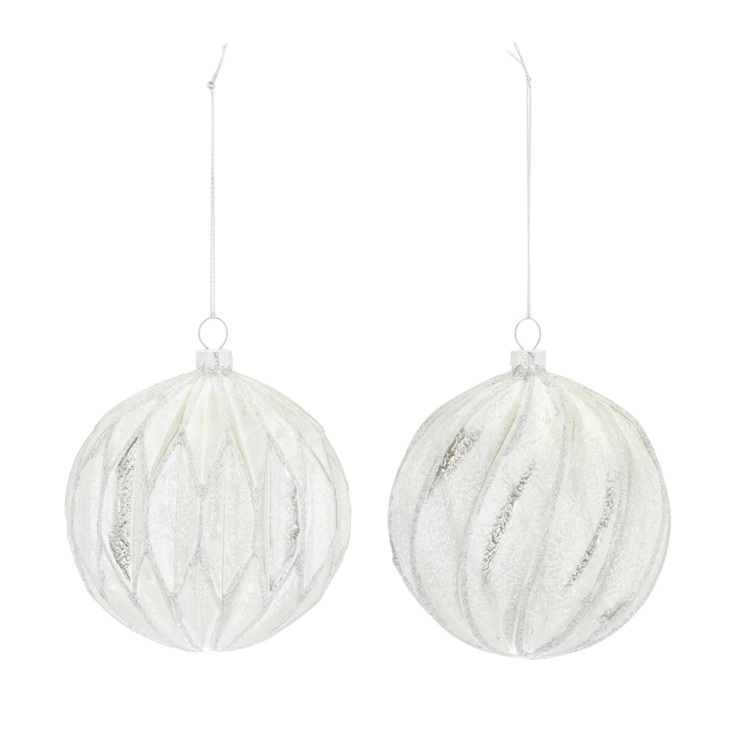 Ribbed Mercury Glass Ball Ornament