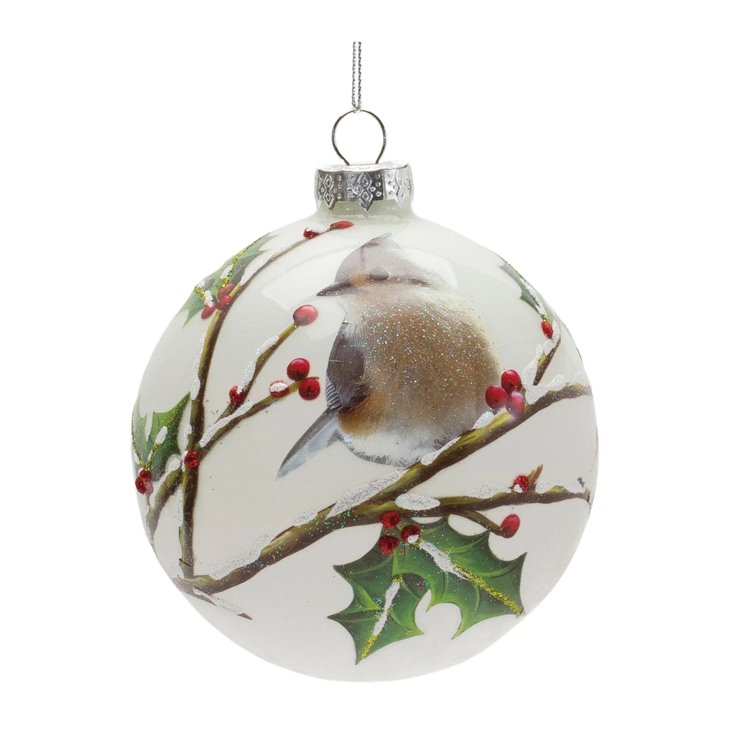 Glass Bird Branch Ornament