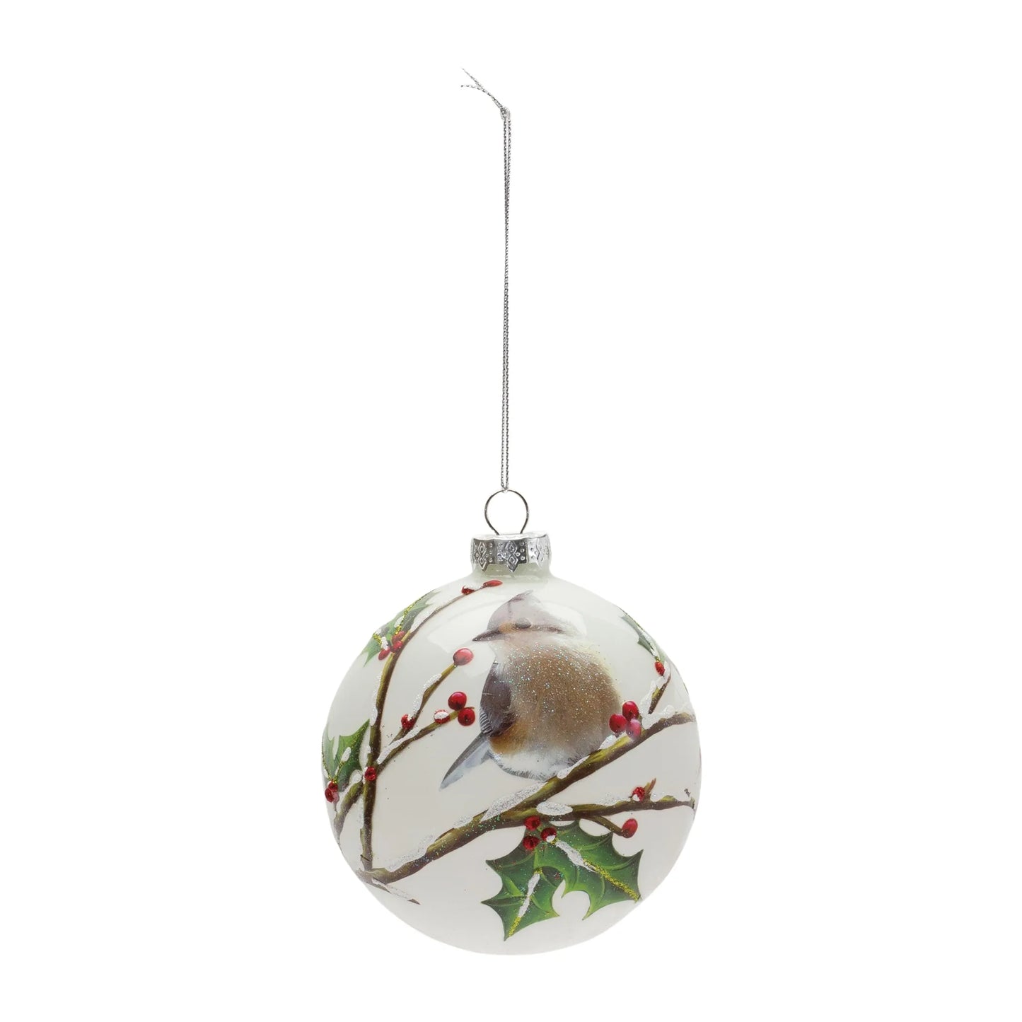 Glass Bird Branch Ornament