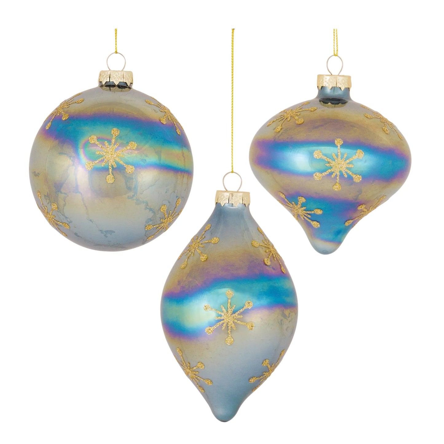 Irredescent Glass Snowflake Ornament  - Pack Of: Set of 6 | Materials: Glass | Décor  style: Modern