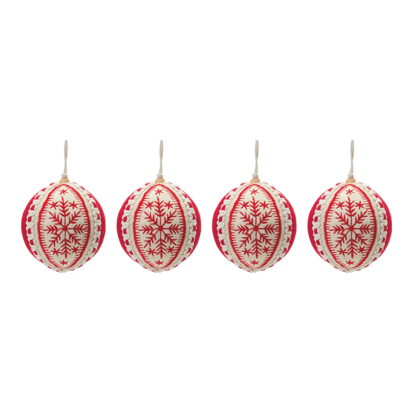 Embroidered Wool Ball Ornament