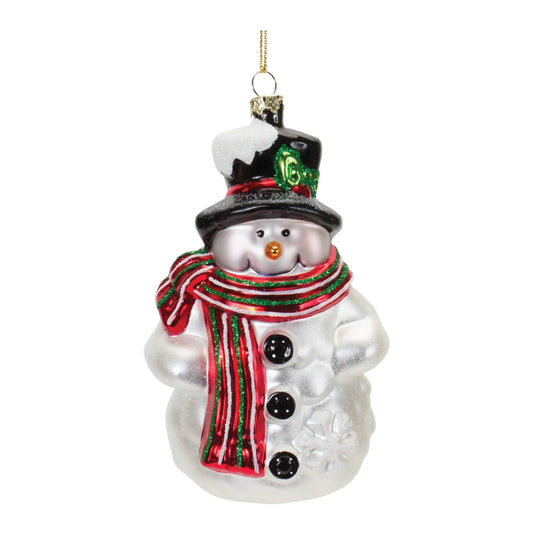 Glittered Glass Snowman Ornament  - Pack Of: Set of 6 | Materials: Glass | Décor  style: Cottage