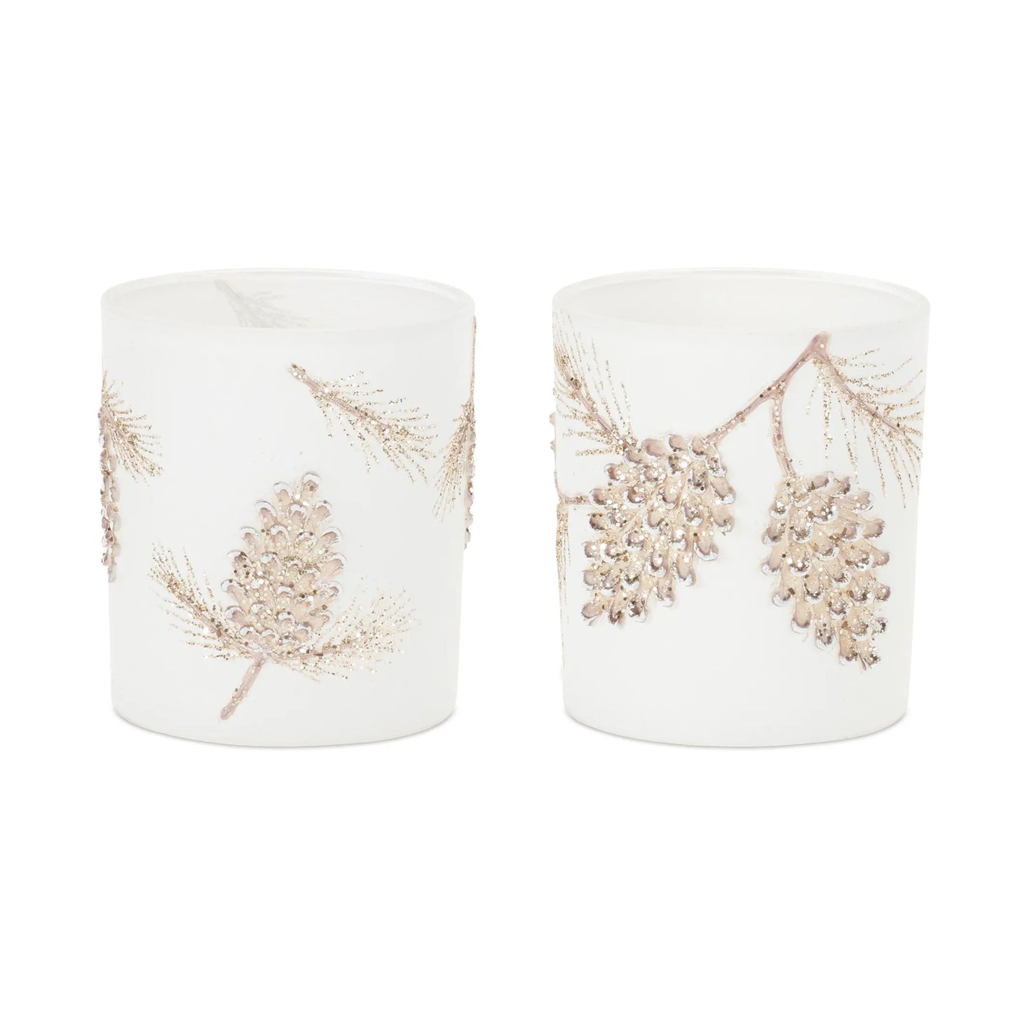 Glittered Pine Cone Candle Holder