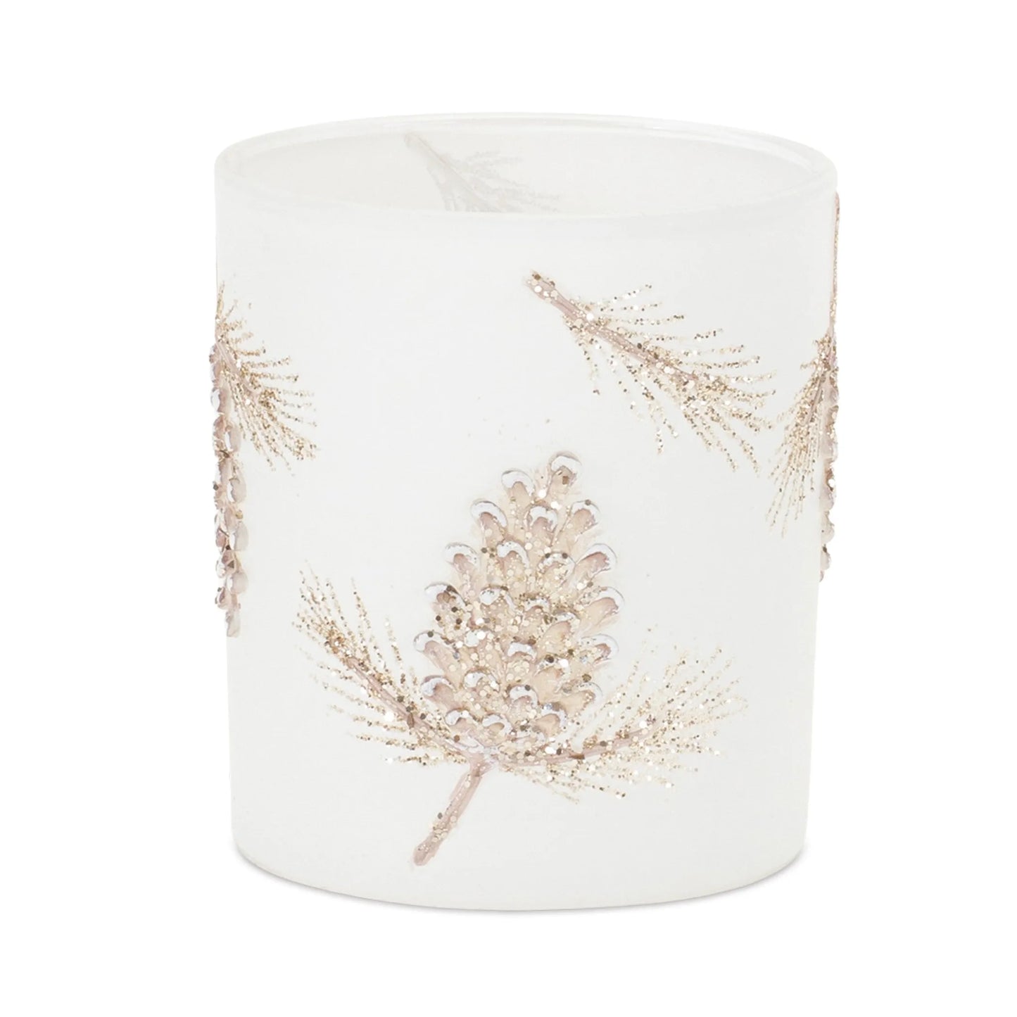 Glittered Pine Cone Candle Holder