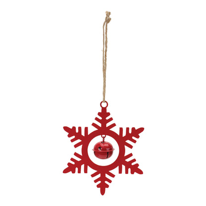 Metal Snowflake with Bell Ornament  - Pack Of: Set of 12 | Materials: Iron | Décor  style: Rustic