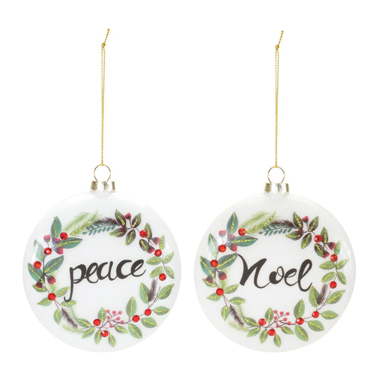 Peace and Noel Wreath Disc Ornament