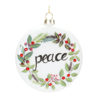 Peace and Noel Wreath Disc Ornament